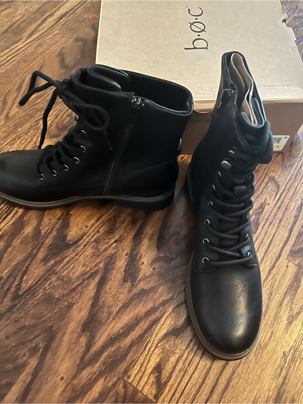 b.o.c. Black Leather Combat Boots